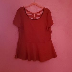 3x textured burgundy peplum top